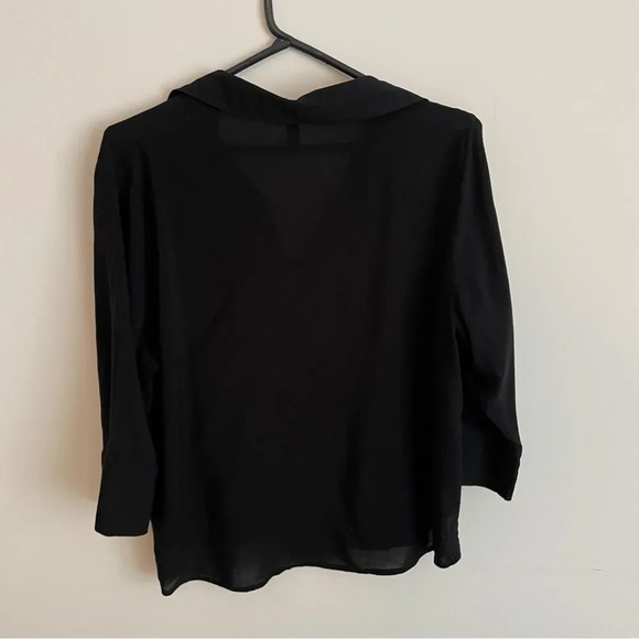 H&M semi sheer black button down collared shirt / blouse 2 - Picture 5 of 8